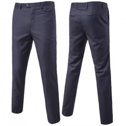 Men Suit Pants Cotton Solid Casual Business Formal..