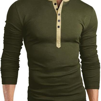 Men Long Sleeve T Shirt Spring Autumn V Neck..