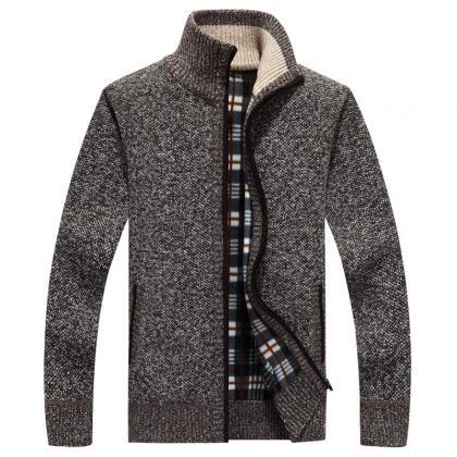 Men Sweater Coat Autumn Winter Warm Thick Zipper..