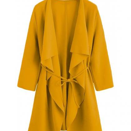 Women Trench Coat Spring Autumn 3/4 Sleeve Belted..