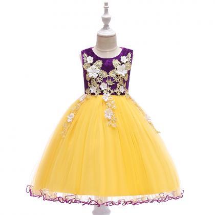 Princess Flower Girl Dress Sleeveless Lace Formal..