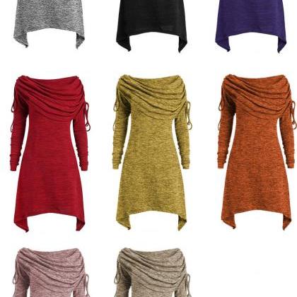 Women Asymmetric Sweatshirt Autumn Ruffles Casual..