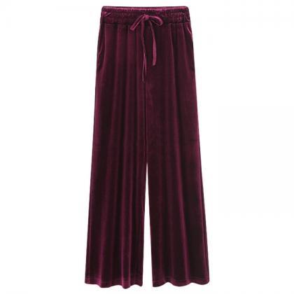 Women Velvet Pants Drawstring High Waist Plus Size..