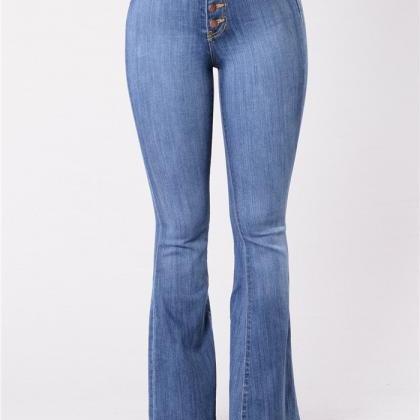 Women Jeans Pants Buttons High Waist Streetwear..