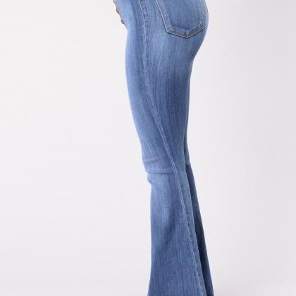 Women Jeans Pants Buttons High Waist Streetwear..