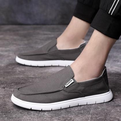 Mens Canvas Boat Shoes Natural Slip On Offshore..