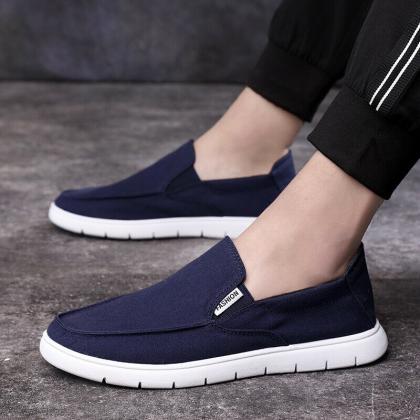 Mens Canvas Boat Shoes Natural Slip On Offshore..