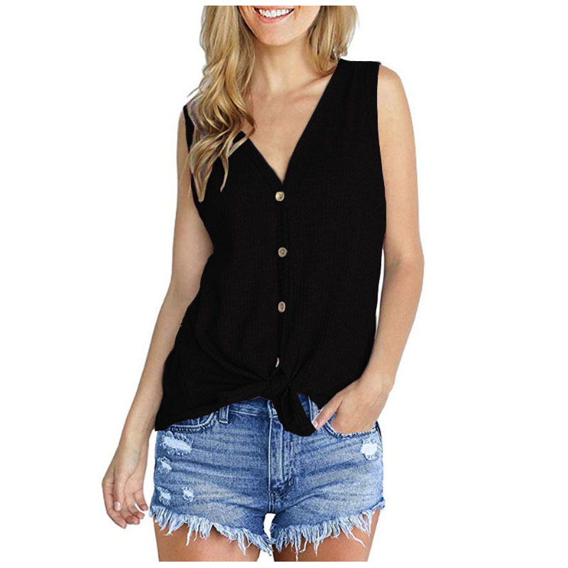 Women Knitted Vest V Neck Buttons Sleeveless Casual Loose Pullovers Cardigan Tops