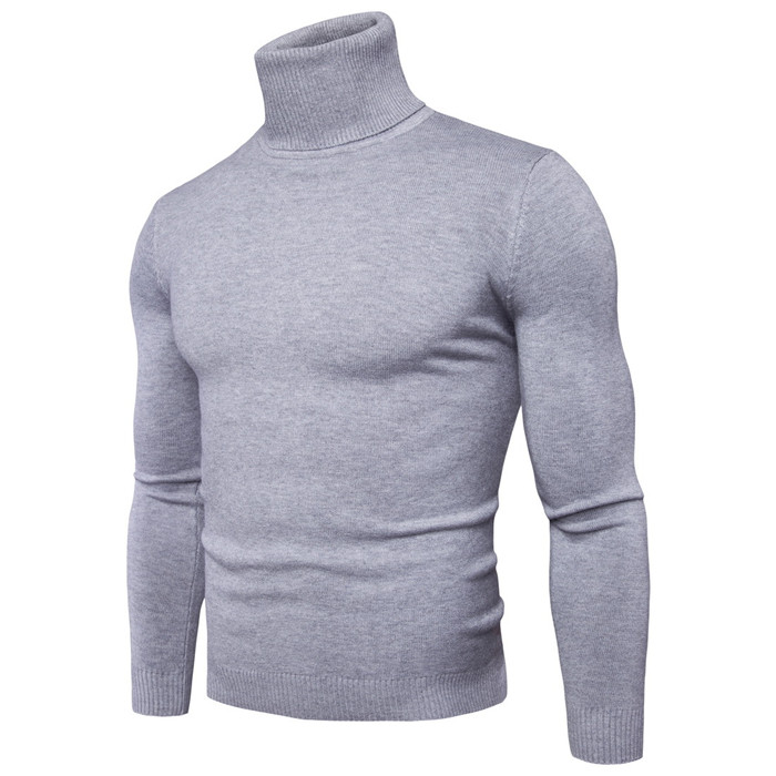 Men Knitted Sweater Autumn Winter Turtleneck Long Sleeve Casual Slim Pullover Tops