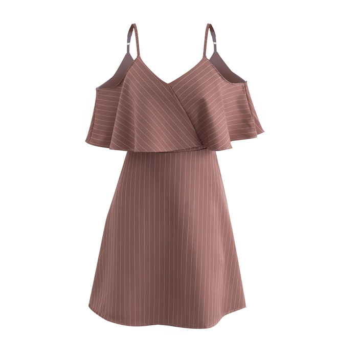 Women Striped Dress Summer Spaghetti Straps Sleeveless Casual Slim Mini A Line Club Party Dress
