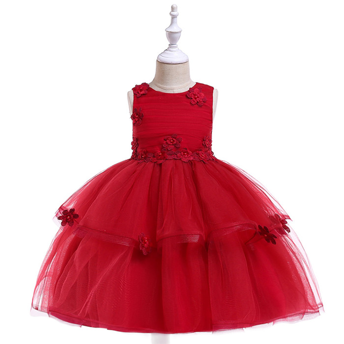 Lace Flower Girl Dress Sleeveless Wedding Formal Birthday Party Tutu Gown Children Clothes