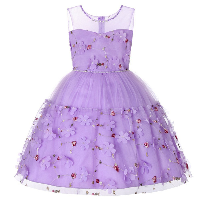 Princess Flower Girl Dress Sleeveless Floral Kids Birthday Formal Party Tutu Gown Children Clothes