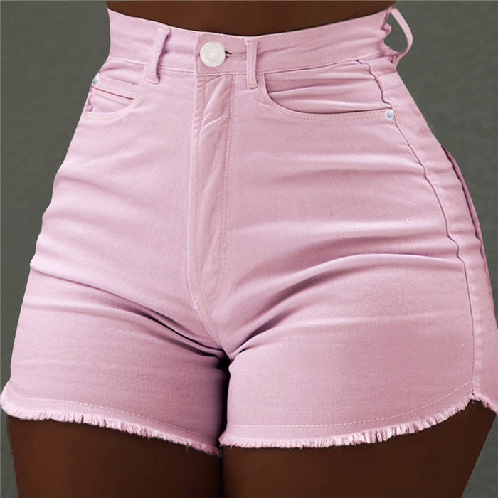 Women Denim Shorts Summer Slim High Waist Tassel Casual Mini Skinny Shorts