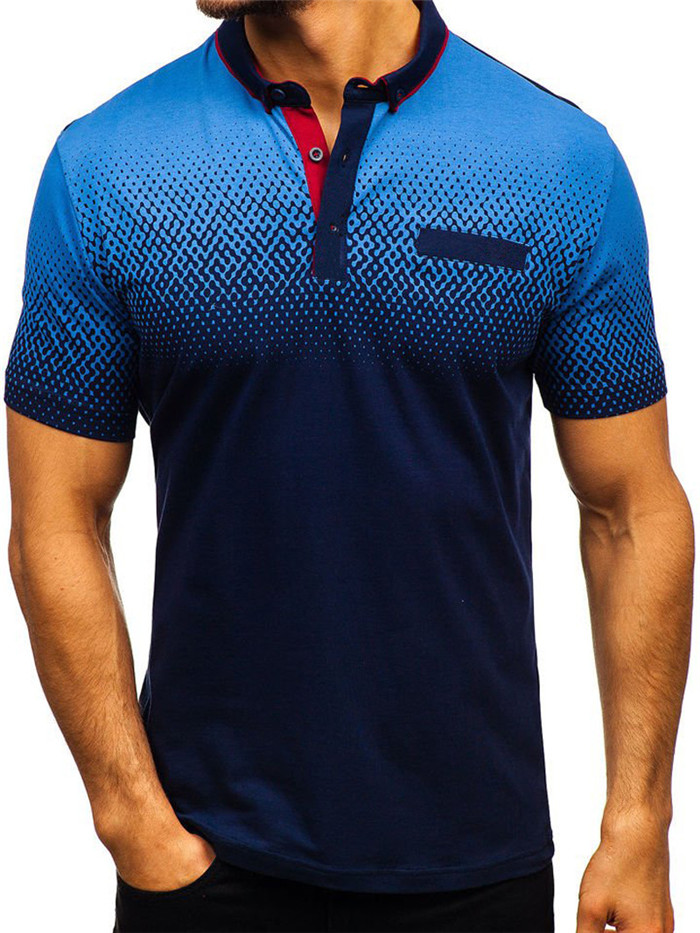 Men T-shirt Summer Short Sleeve Turn-down Collar 3d Printed Casual Slim Fit Polo Shirt