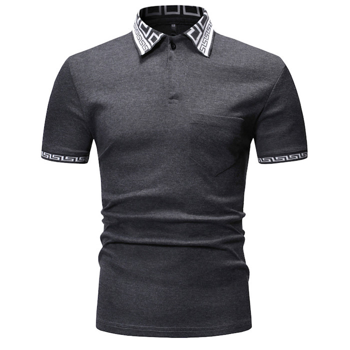 Men T Shirt Summer Short Sleeve Turn-down Collar Patchwork Casual Slim Fit T Shirt