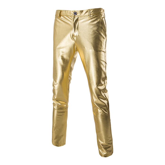 Men Long Pants Costumes Golden Performance Show Stamping Casual Business Trousers