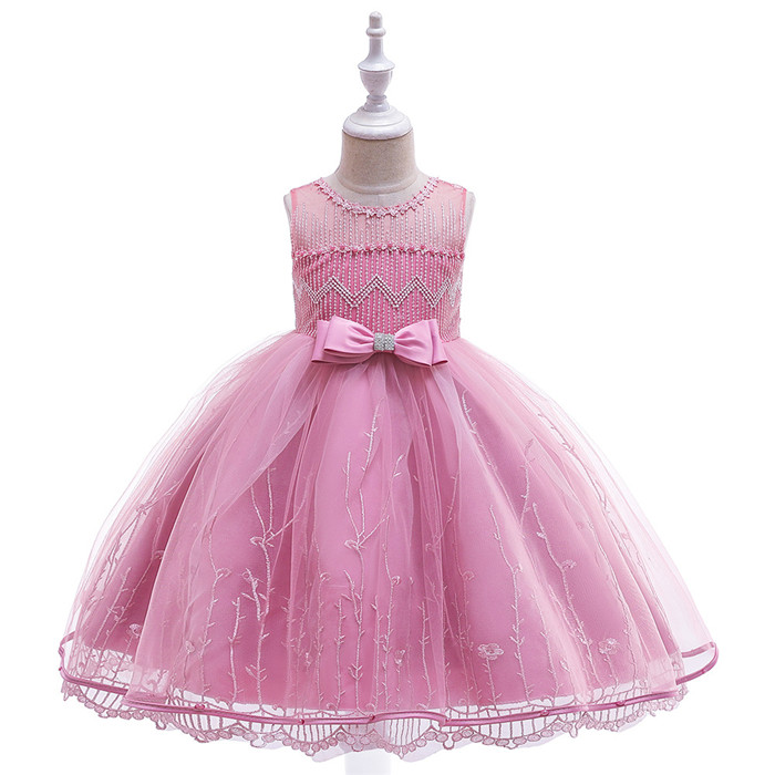 Embroidery Flower Girl Dress Princess Wedding Formal Birthday Party Gown Kids Children Clothes