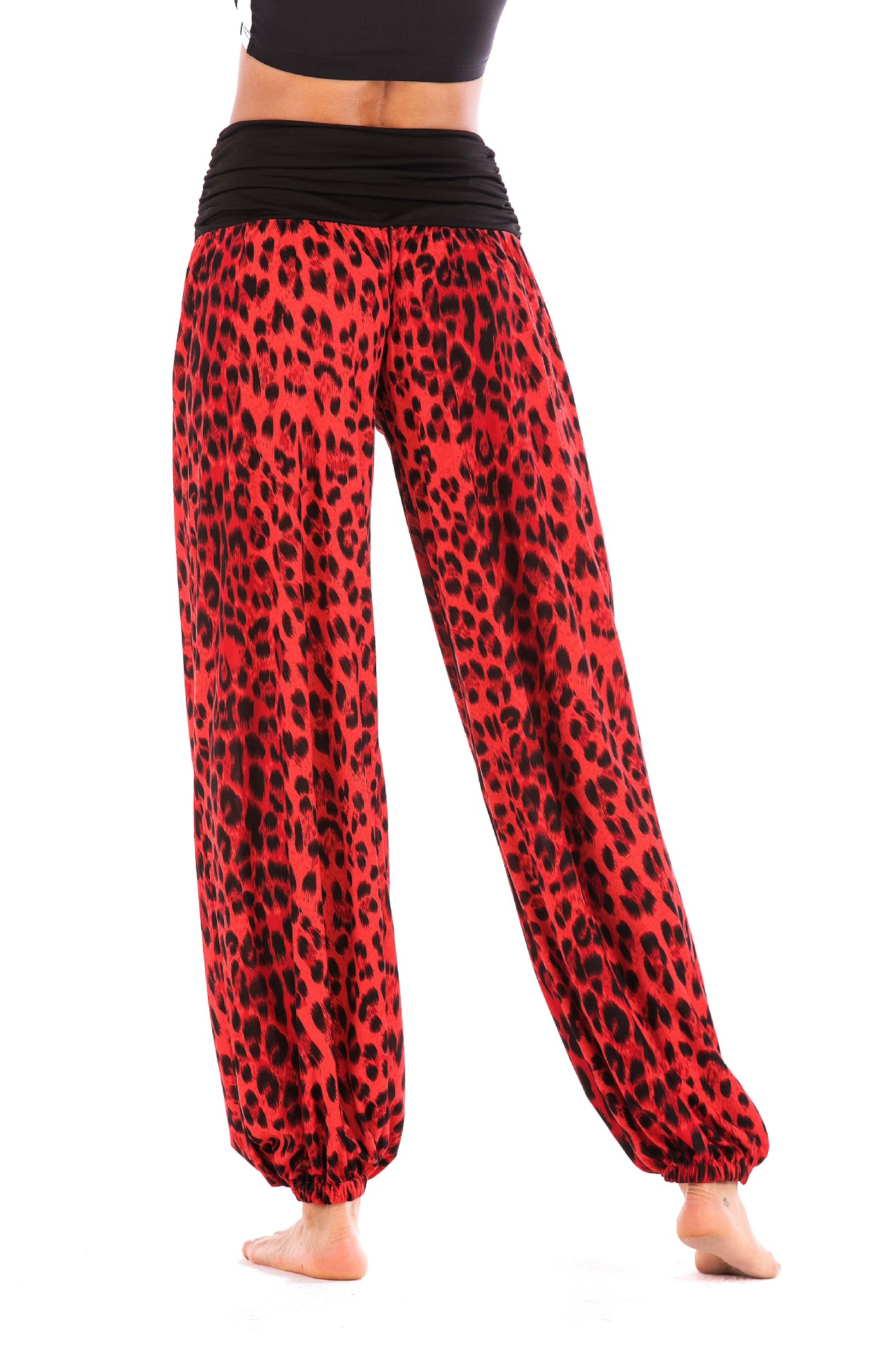 Women Leopard Printed Yoga Pants High Waist Daily Casual Loose Long ...